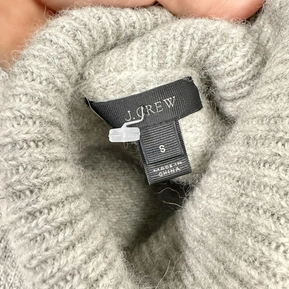 J.Crew Mock Neck  Wool Sweater Alpaca Blend Gray Small Women Turtle Neck